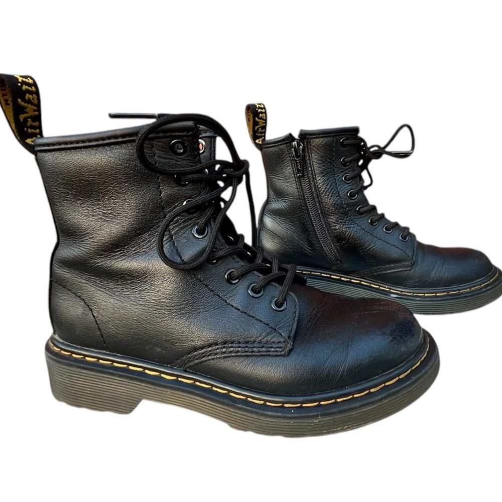Dr. Martens Junior 1460 Softy T Leather Lace up Black Leather Boots LA004 Sz 13